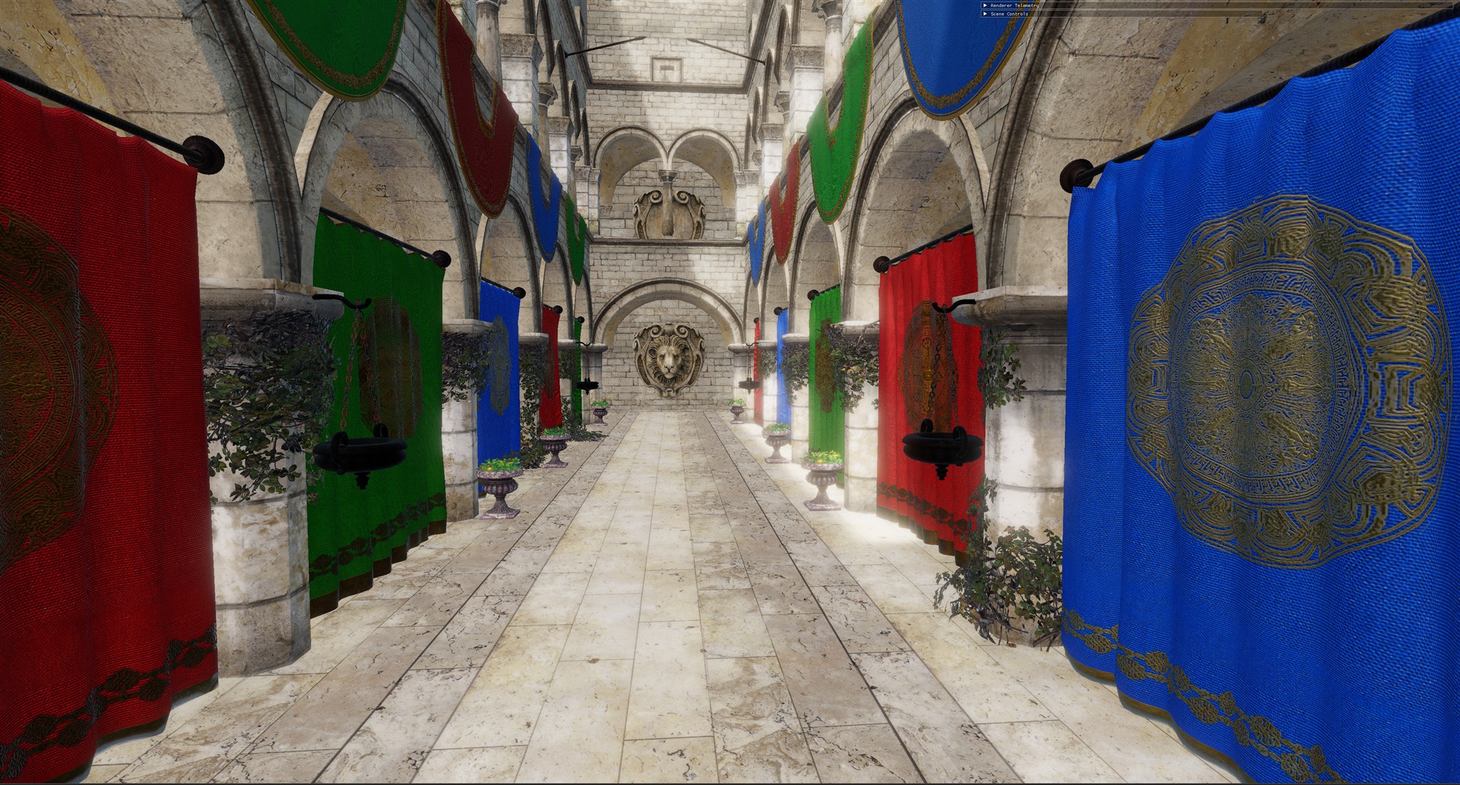 Sponza hallway rendered in VulkanSceneRenderer